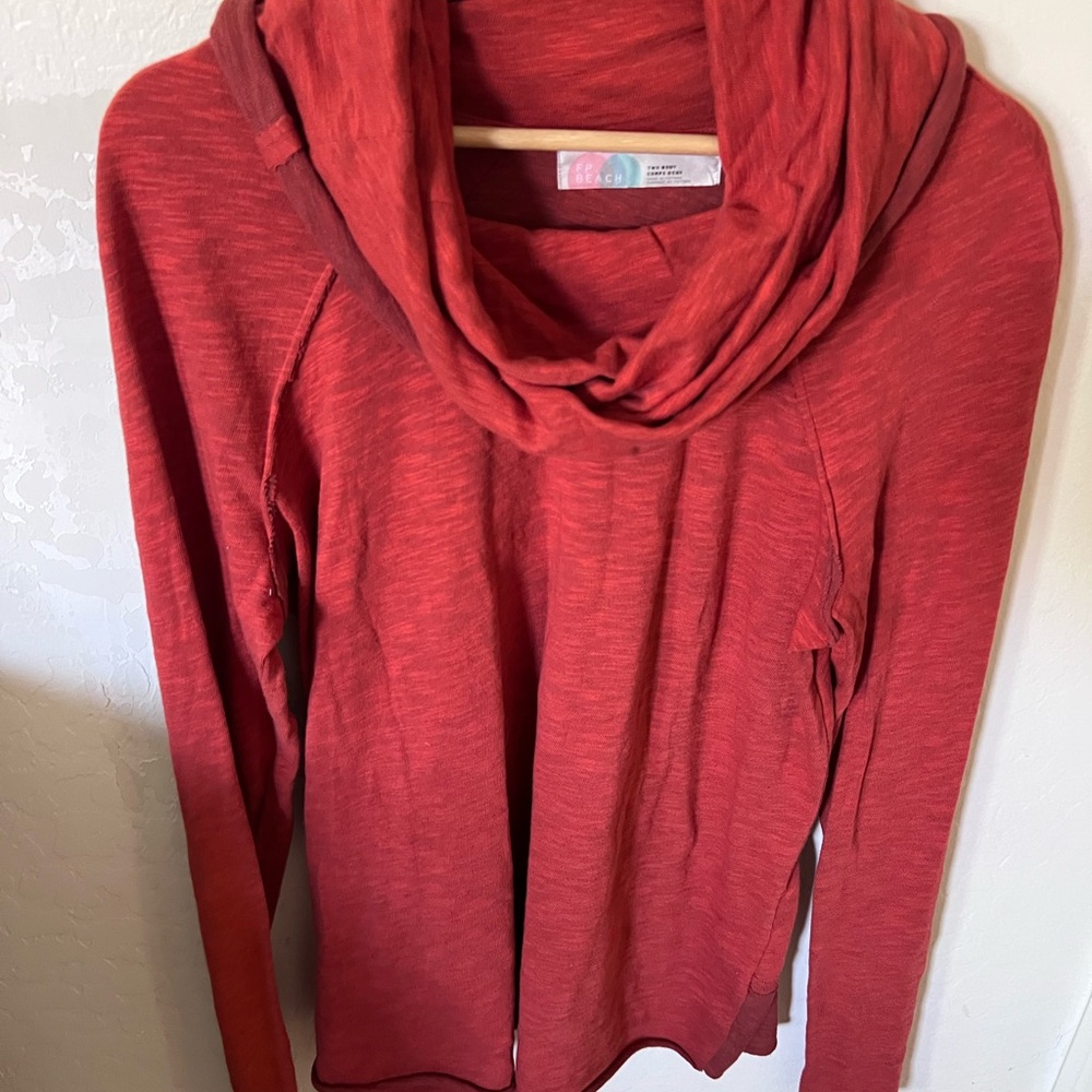 Free People Beach Women's Red Cocoon Cowl Neck Sweater
